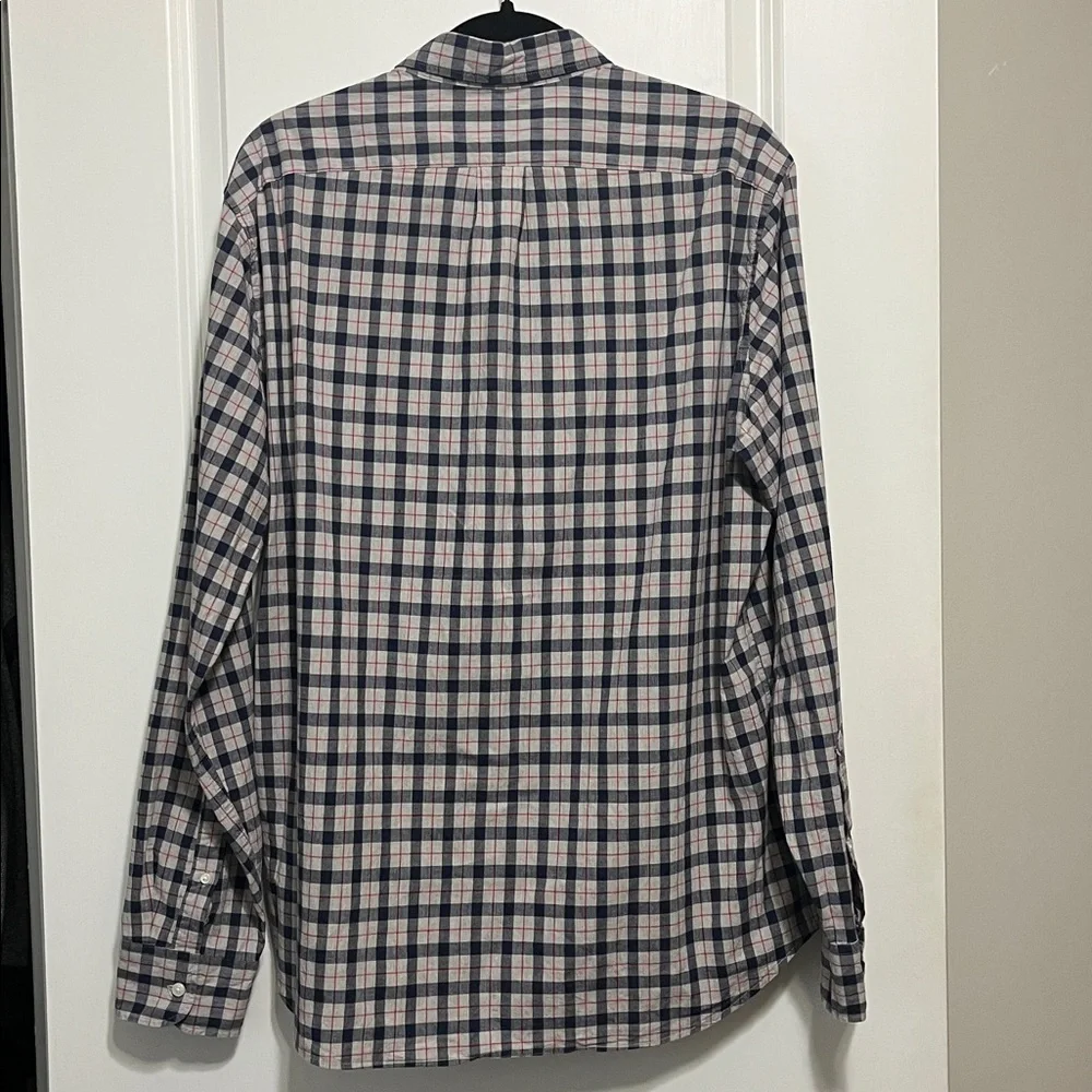 J. Crew Stretch Secret Wash Organic Cotton Poplin Plaid Shirt Sz Large